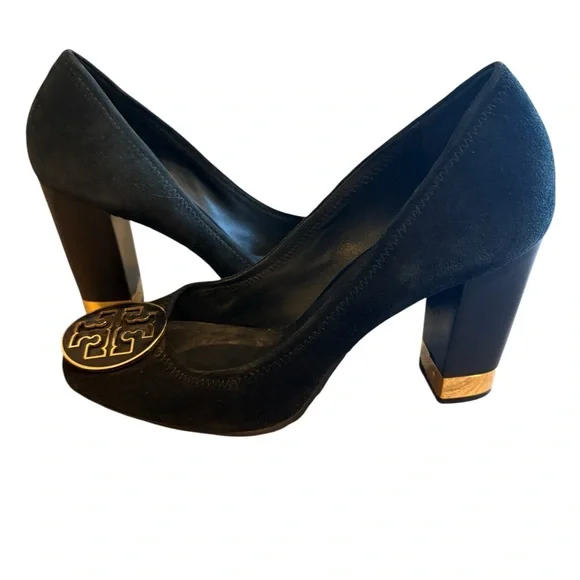 Tory Burch Black Heels with Gold Accent - Picture 4 of 15